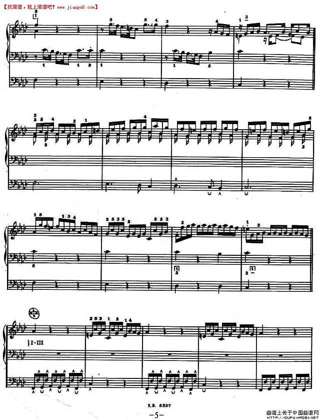 二重奏 f小调恰空 帕赫贝尔版 手风琴谱5 jianpu8.cn