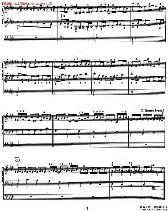 二重奏 f小调恰空 帕赫贝尔版 手风琴谱7 jianpu8.cn
