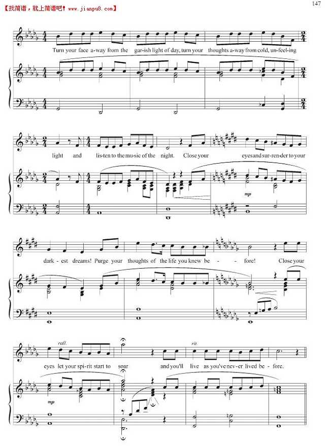 夜之歌 钢琴谱1 www.jianpu8.cn