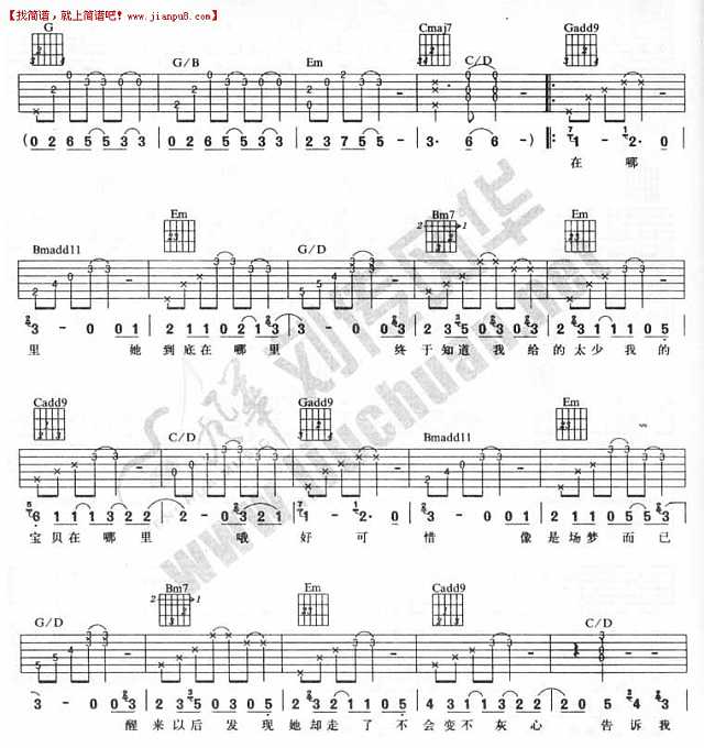 王力宏 爱在哪里 吉他谱pic1 www.jianpu8.cn