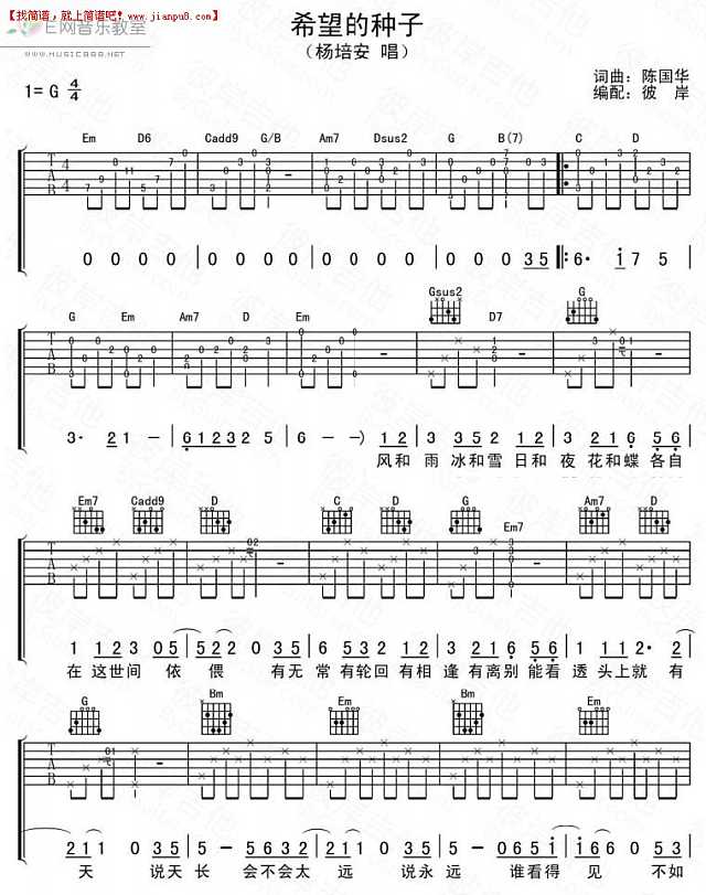 希望的种子吉他谱
