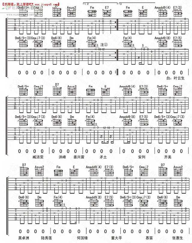 周云蓬 沉默如谜的呼吸 吉他谱pic2 www.jianpu8.cn