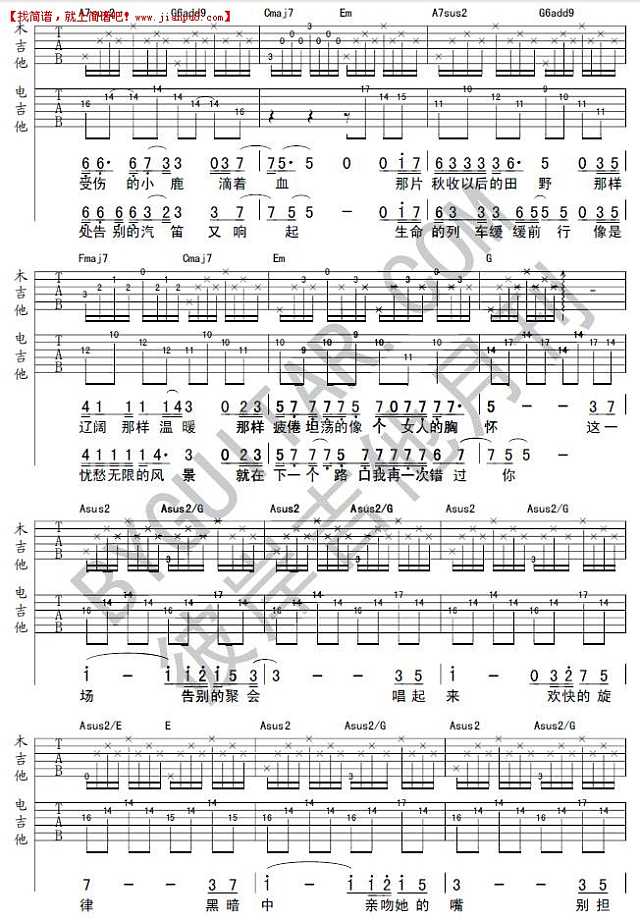 钟立风 告别的聚会 吉他谱pic3 www.jianpu8.cn