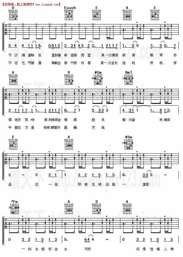 古巨基 一刻永恒 吉他谱pic2 www.jianpu8.cn