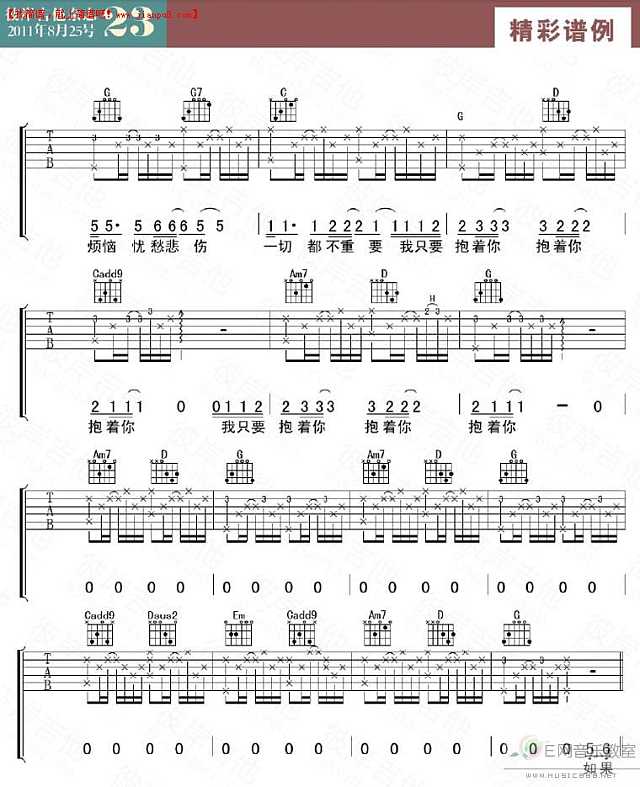 张震岳 抱着你 吉他谱pic1 www.jianpu8.cn