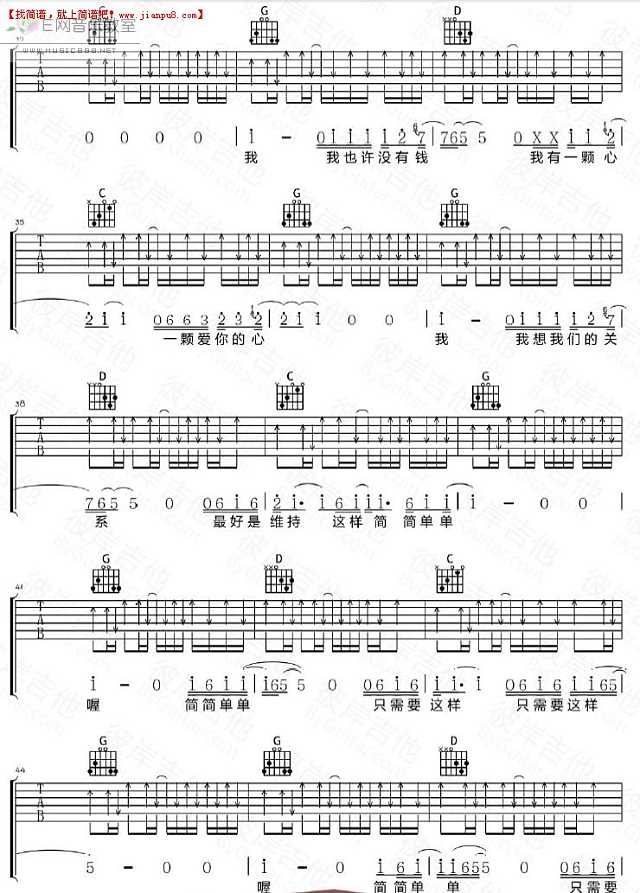张悬 简简单单 吉他谱pic3 www.jianpu8.cn
