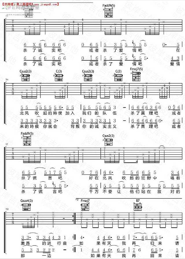 陈升 左小祖咒 爱情的枪 吉他谱pic3 www.jianpu8.cn