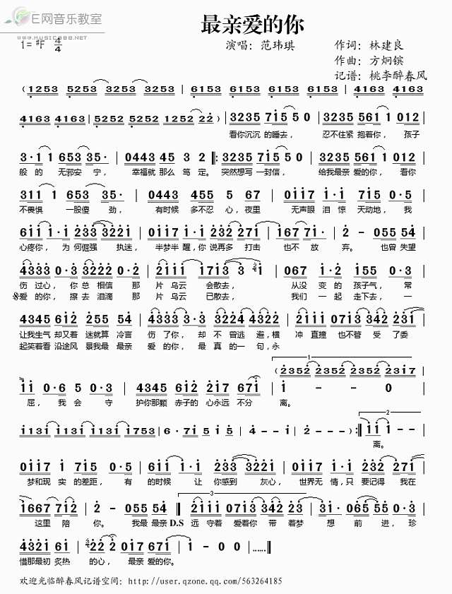 范玮琪 最亲爱的你 简谱pic1 www.jianpu8.cn