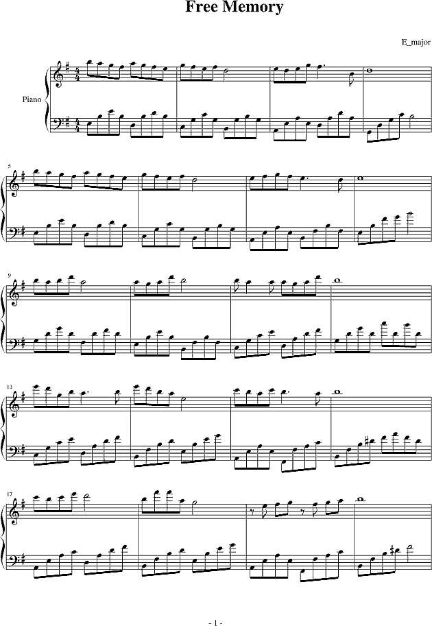 E大调的天空 E大调的天空 钢琴谱pic1 www.jianpu8.cn