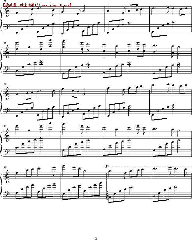 贤飘零枫 在想表姐呢 钢琴谱pic2 www.jianpu8.cn