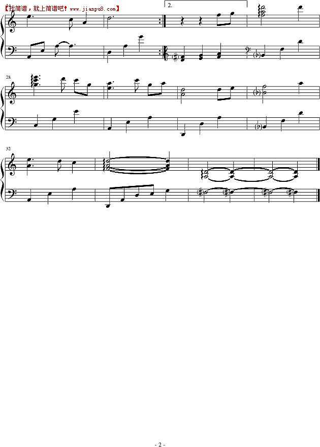 泡妞必使坏 悠悠的一首 钢琴谱pic2 www.jianpu8.cn