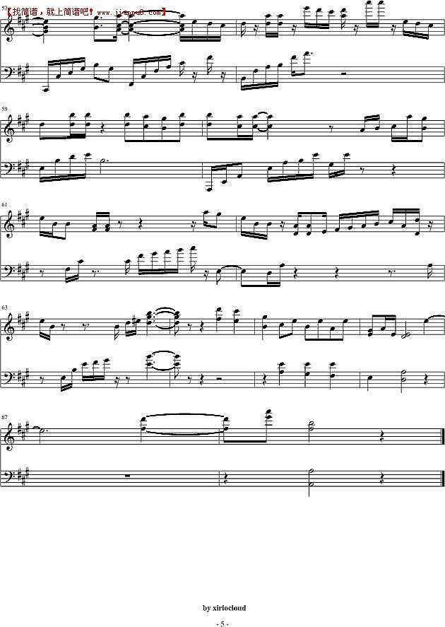 V.K克 早晨的第一道光芒与你的微笑 钢琴谱pic5 www.jianpu8.cn