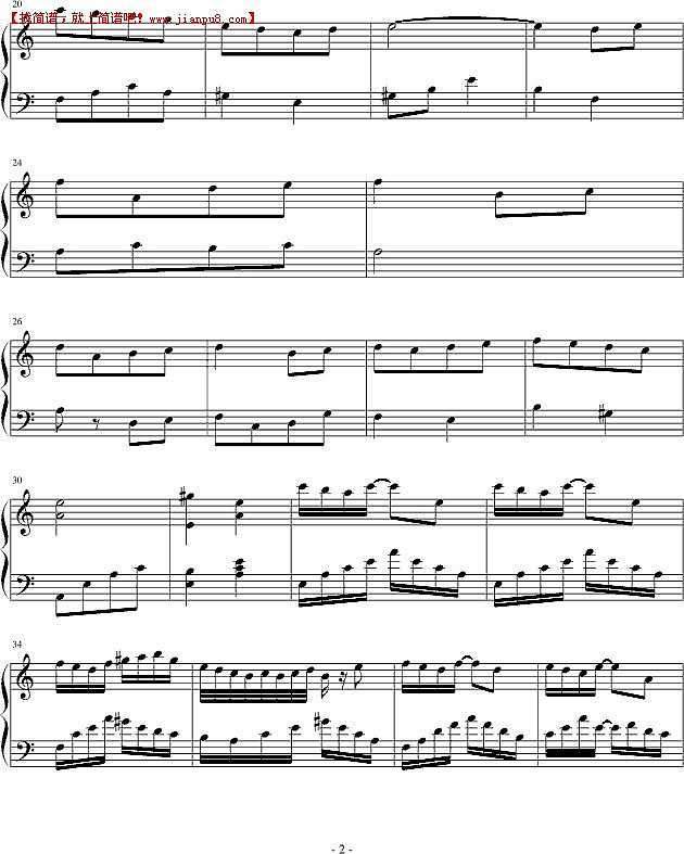 龙血影 无聊也是一种心情 钢琴谱pic2 www.jianpu8.cn