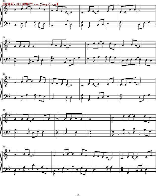 爱的足迹 钢琴谱pic2 www.jianpu8.cn