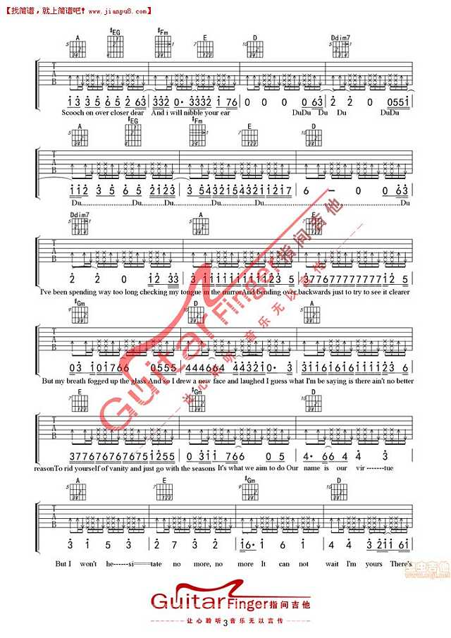 Jason Mraz I'm yours Ja 吉他谱pic3 www.jianpu8.cn