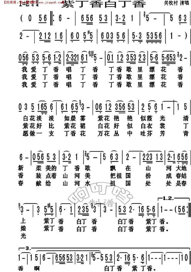 紫丁香白丁香简谱