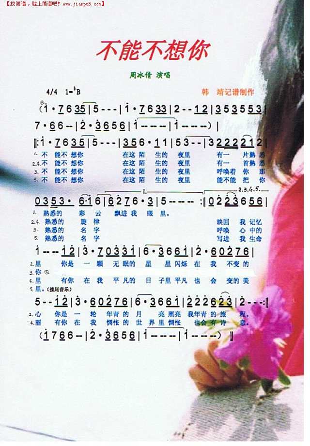 不能不想你简谱
