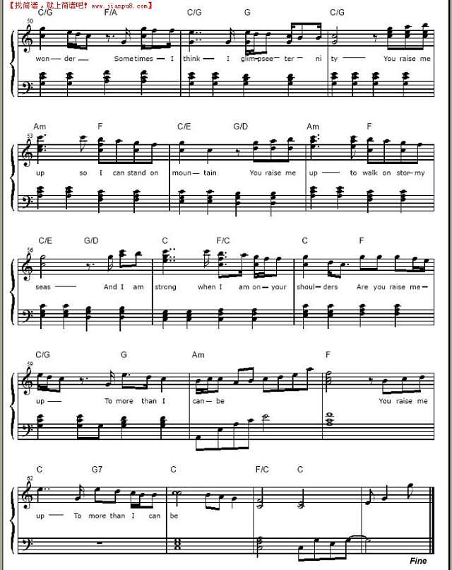 You raise me up钢琴谱