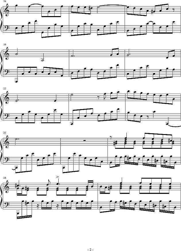 永别了，2009钢琴谱