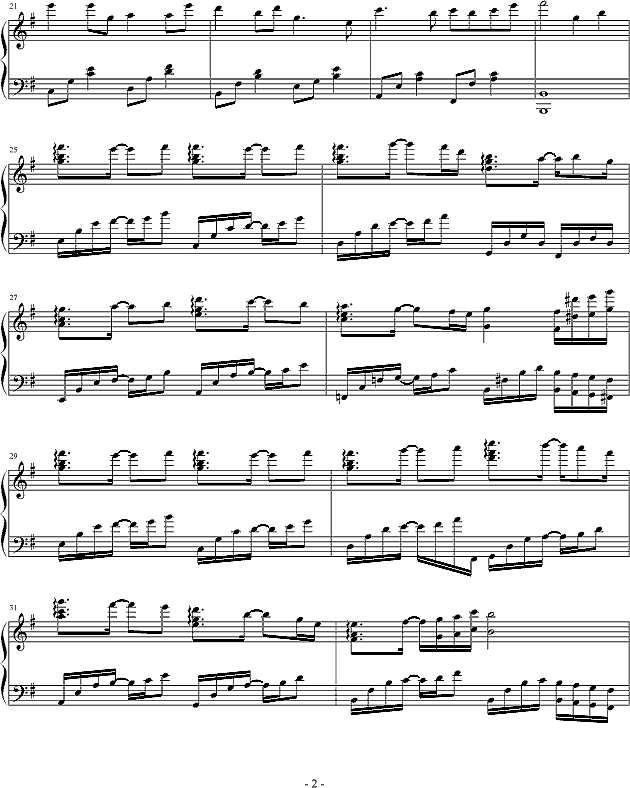 冬之物语钢琴谱