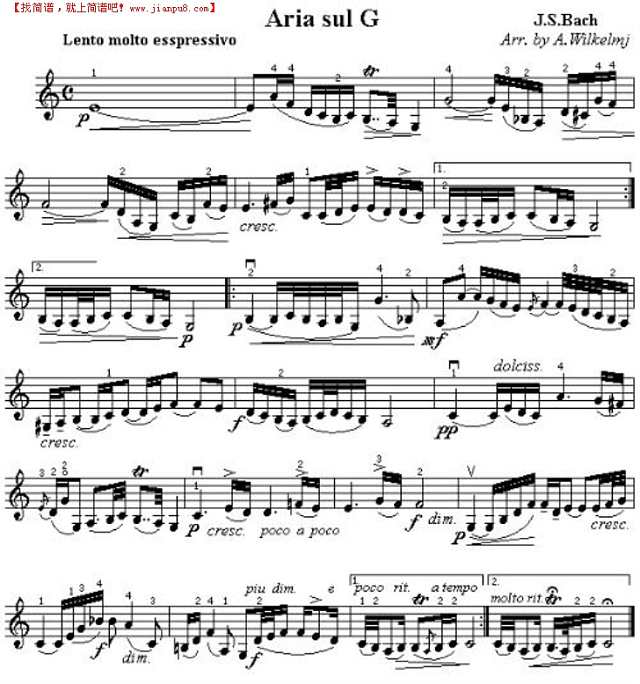 Aria  sul  G钢琴谱