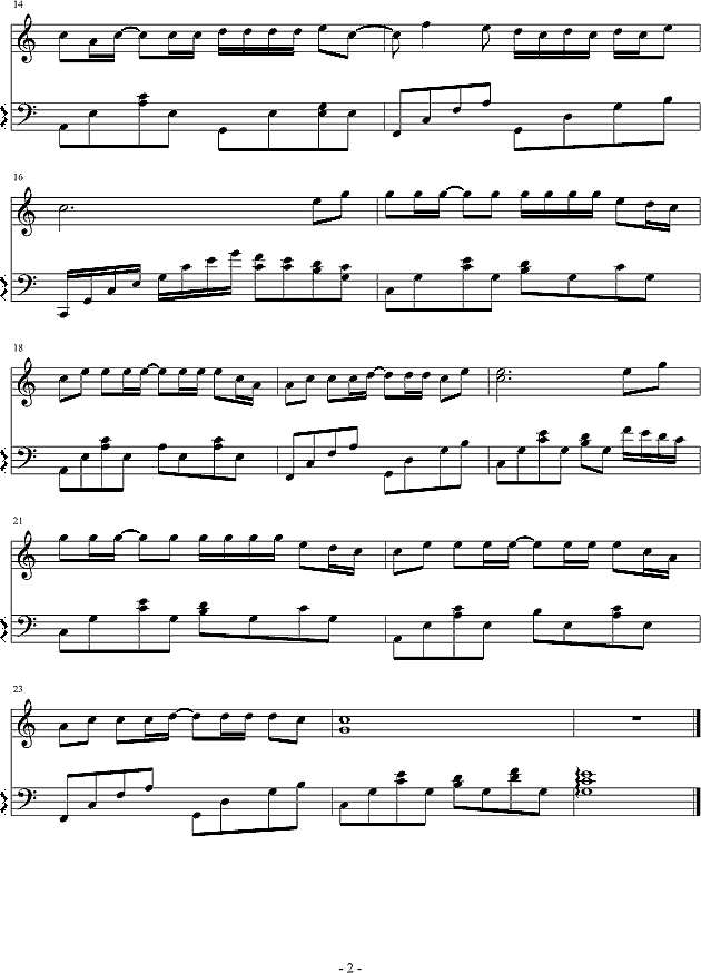 稻香（C调版）钢琴谱