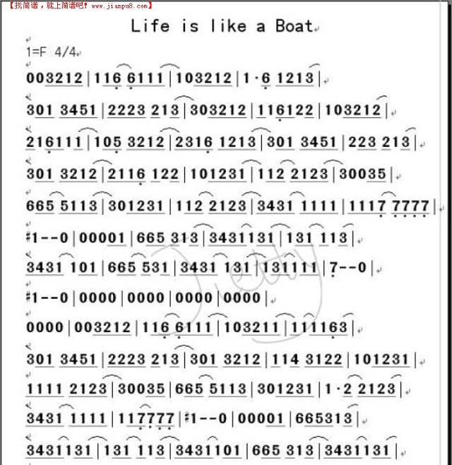 Life is like a Boat简谱
