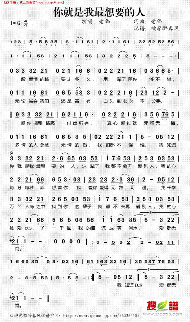 你就是我最想要的人简谱
