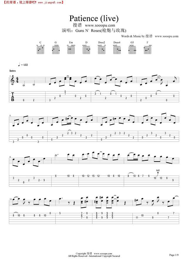 Patience (live)吉他谱