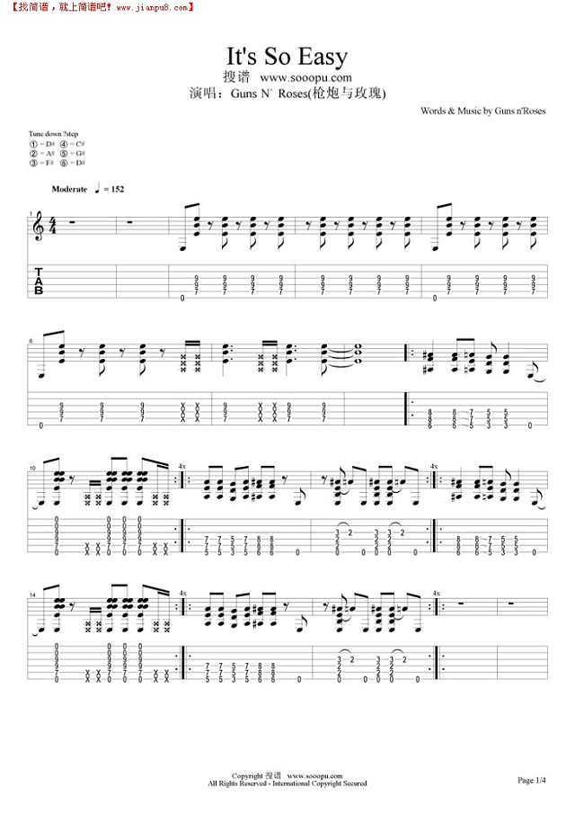 It`s So Easy吉他谱