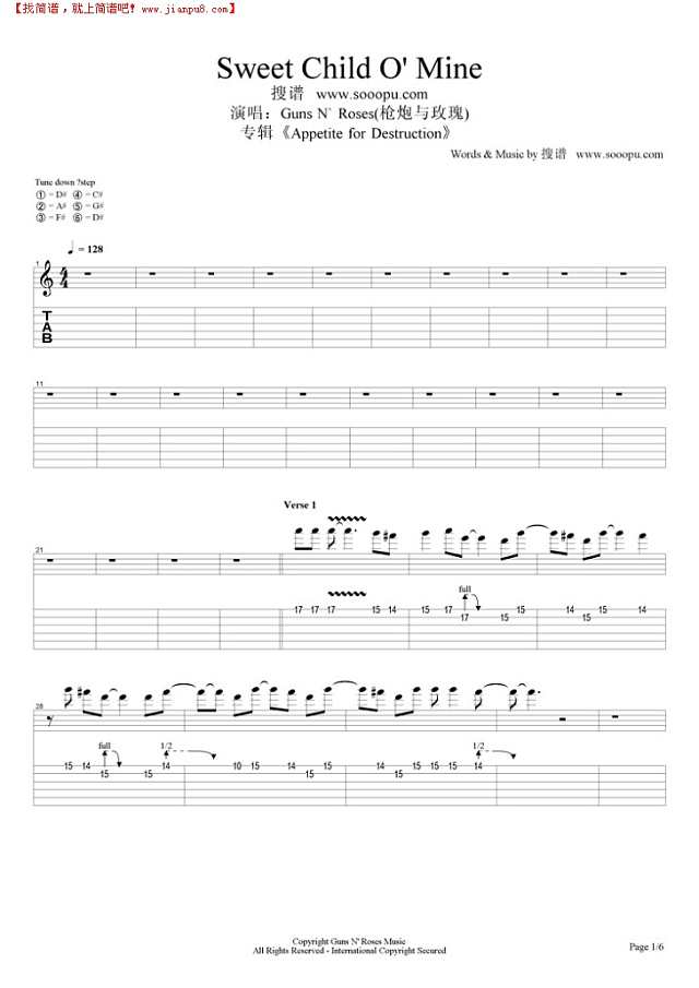 Sweet Child O` Mine吉他谱
