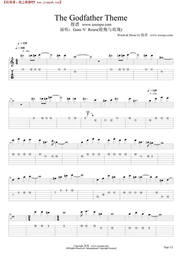 The Godfather Theme吉他谱
