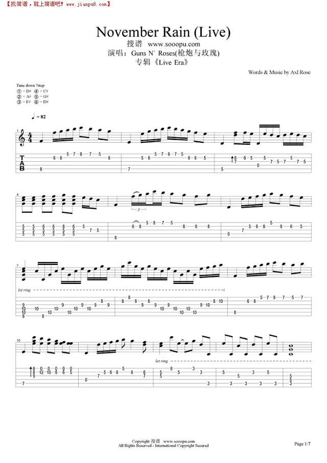 November Rain (Live)吉他谱
