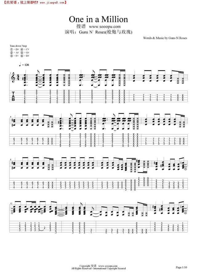 One in a Million吉他谱