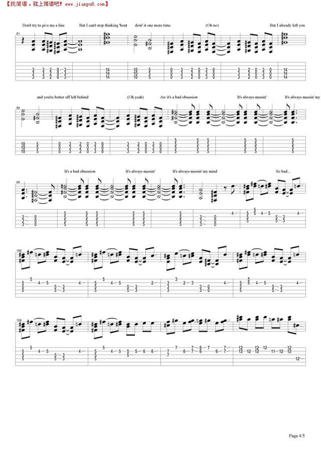 Bad Obsession吉他谱