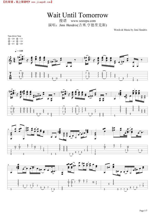 Wait Until Tomorrow吉他谱