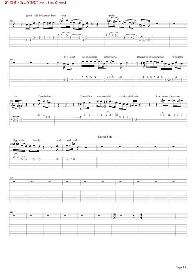 Voodoo Child (Slight Return)吉他谱
