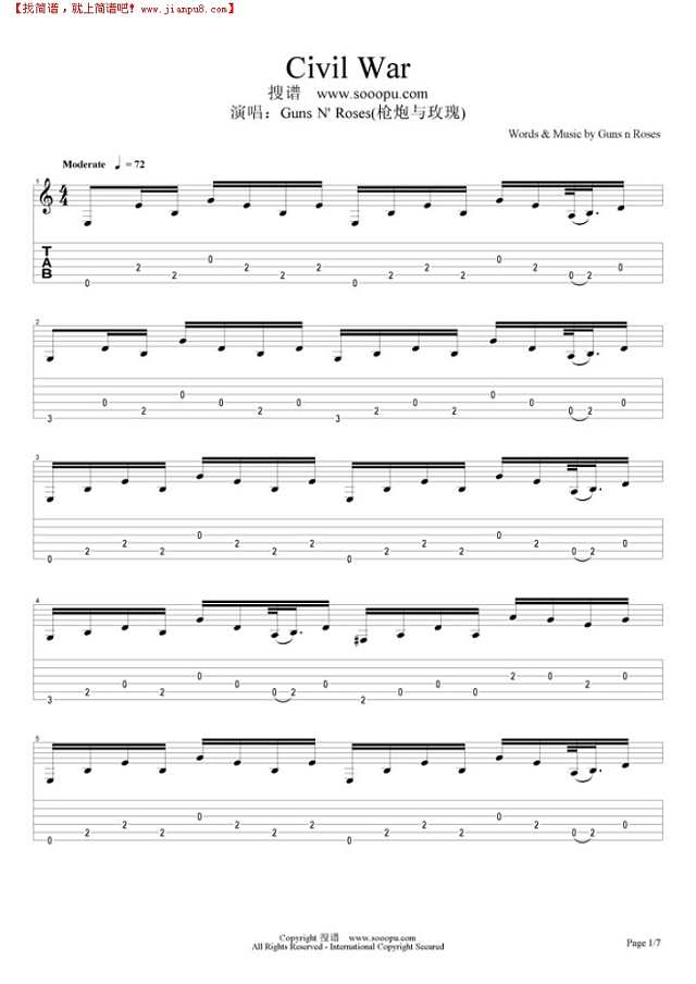 Civil War吉他谱
