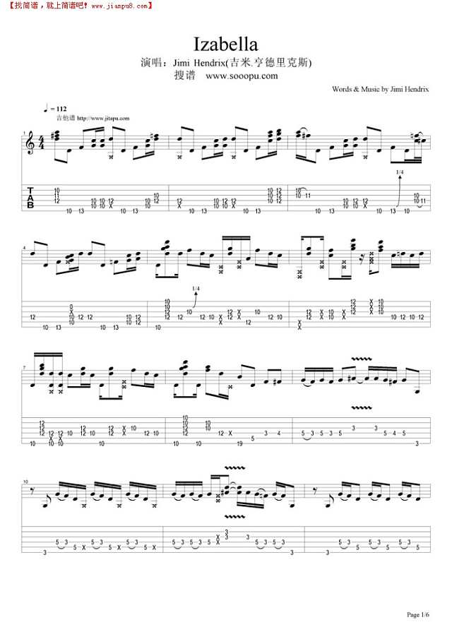 Izabella吉他谱