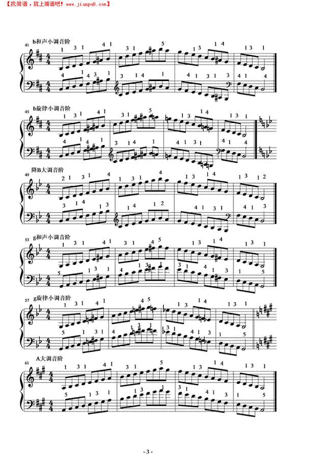 大调与小调的音阶钢琴谱