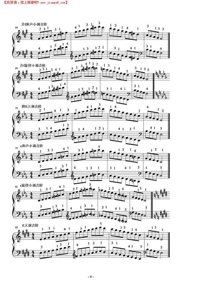 大调与小调的音阶钢琴谱