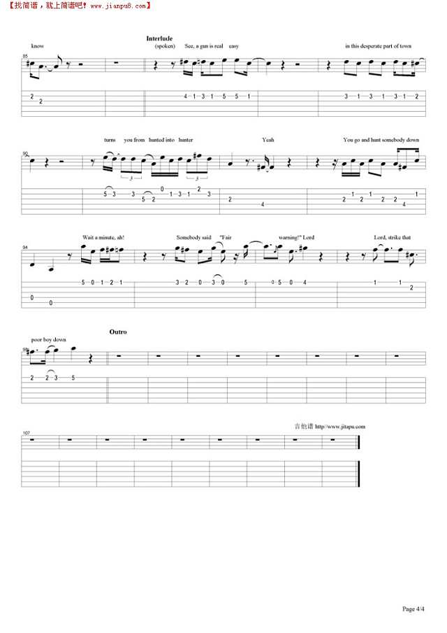 Mean Street吉他谱