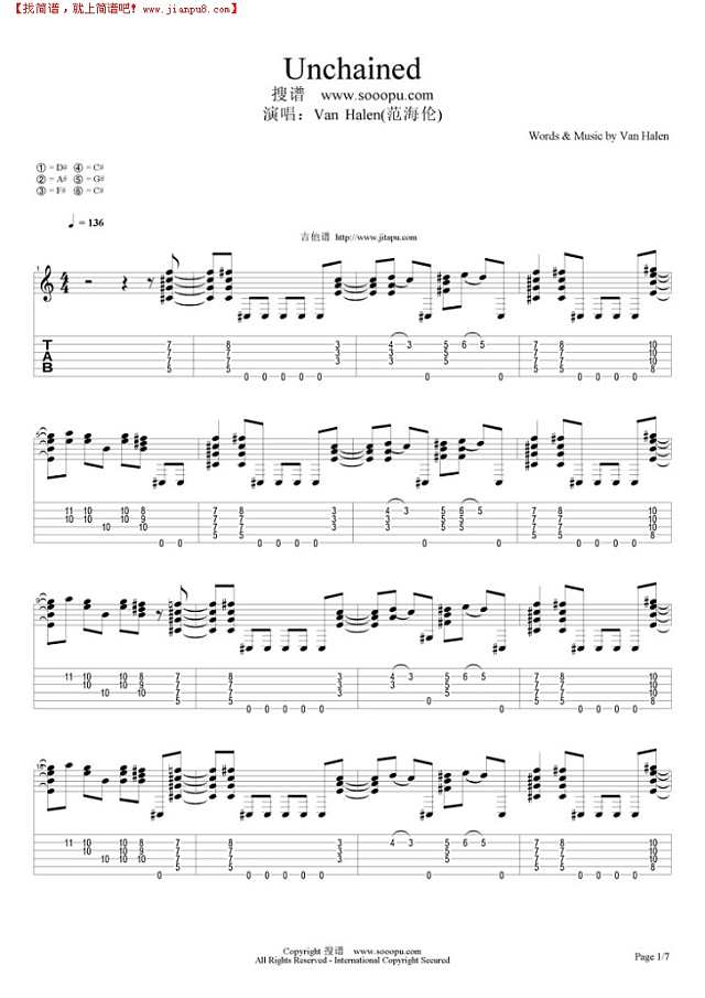 Unchained吉他谱