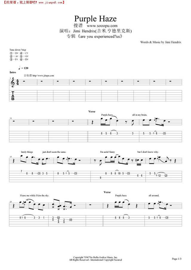 Purple Haze吉他谱

