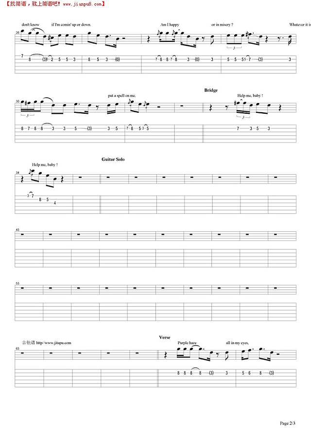 Purple Haze吉他谱