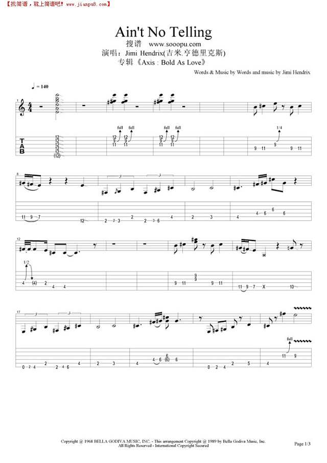 Ain`t No Telling吉他谱
