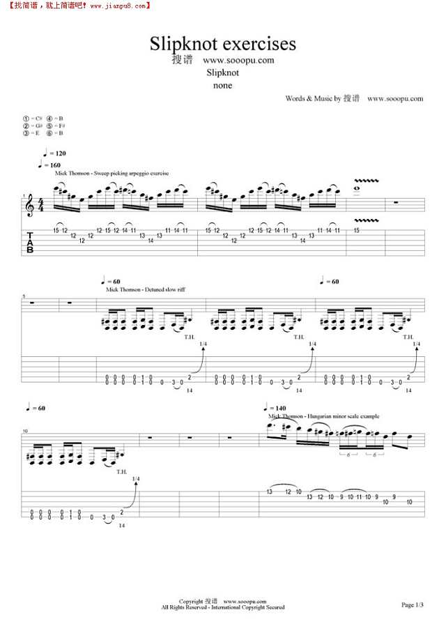 Slipknot exercises吉他谱