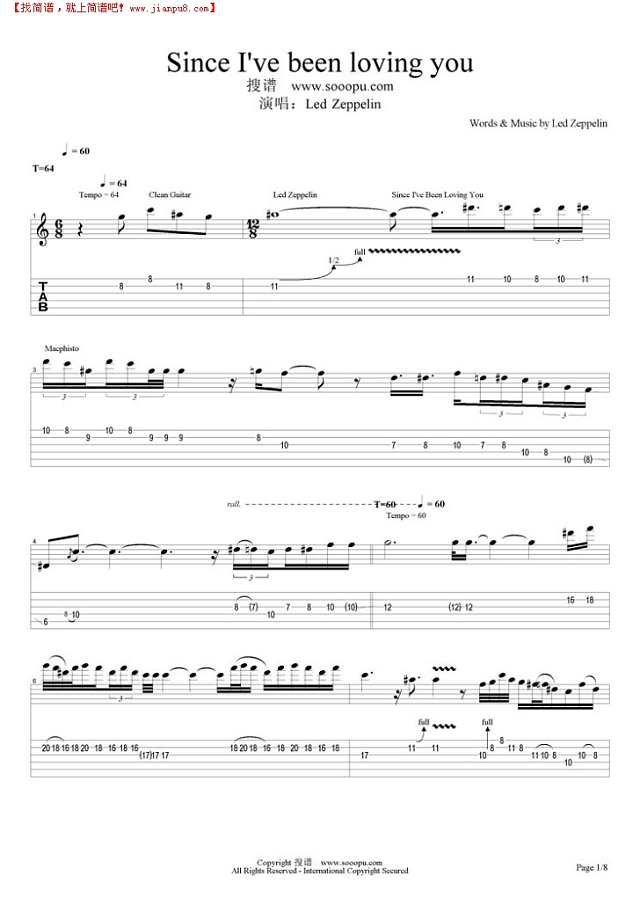 Since I`ve been loving you吉他谱