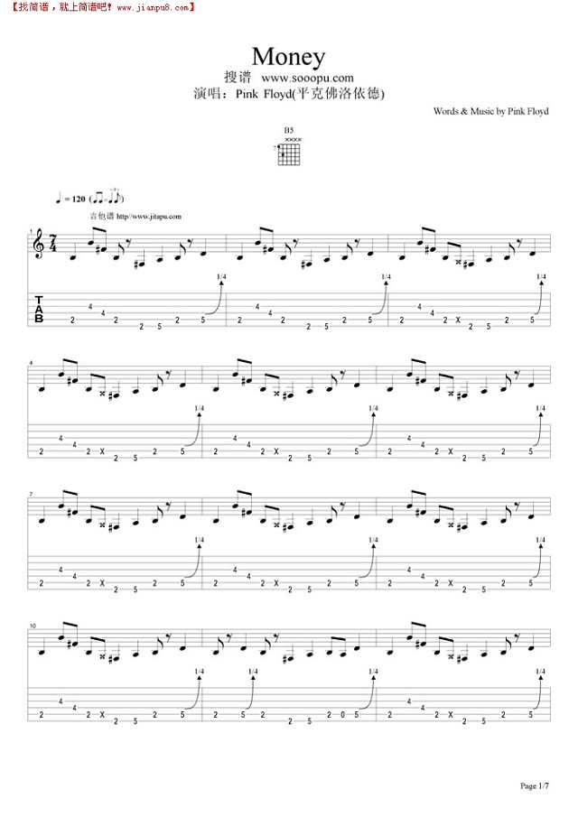 Money吉他谱