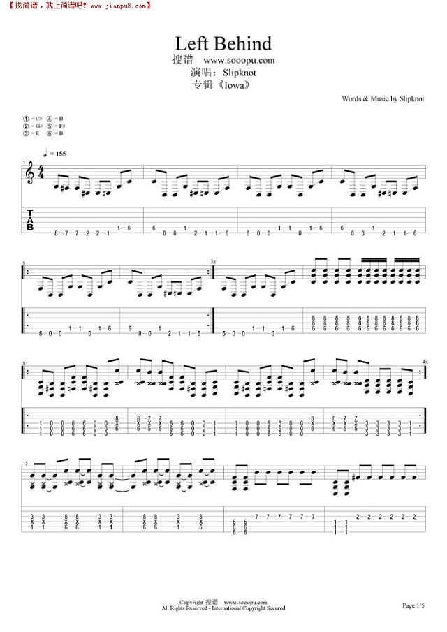 Left Behind吉他谱